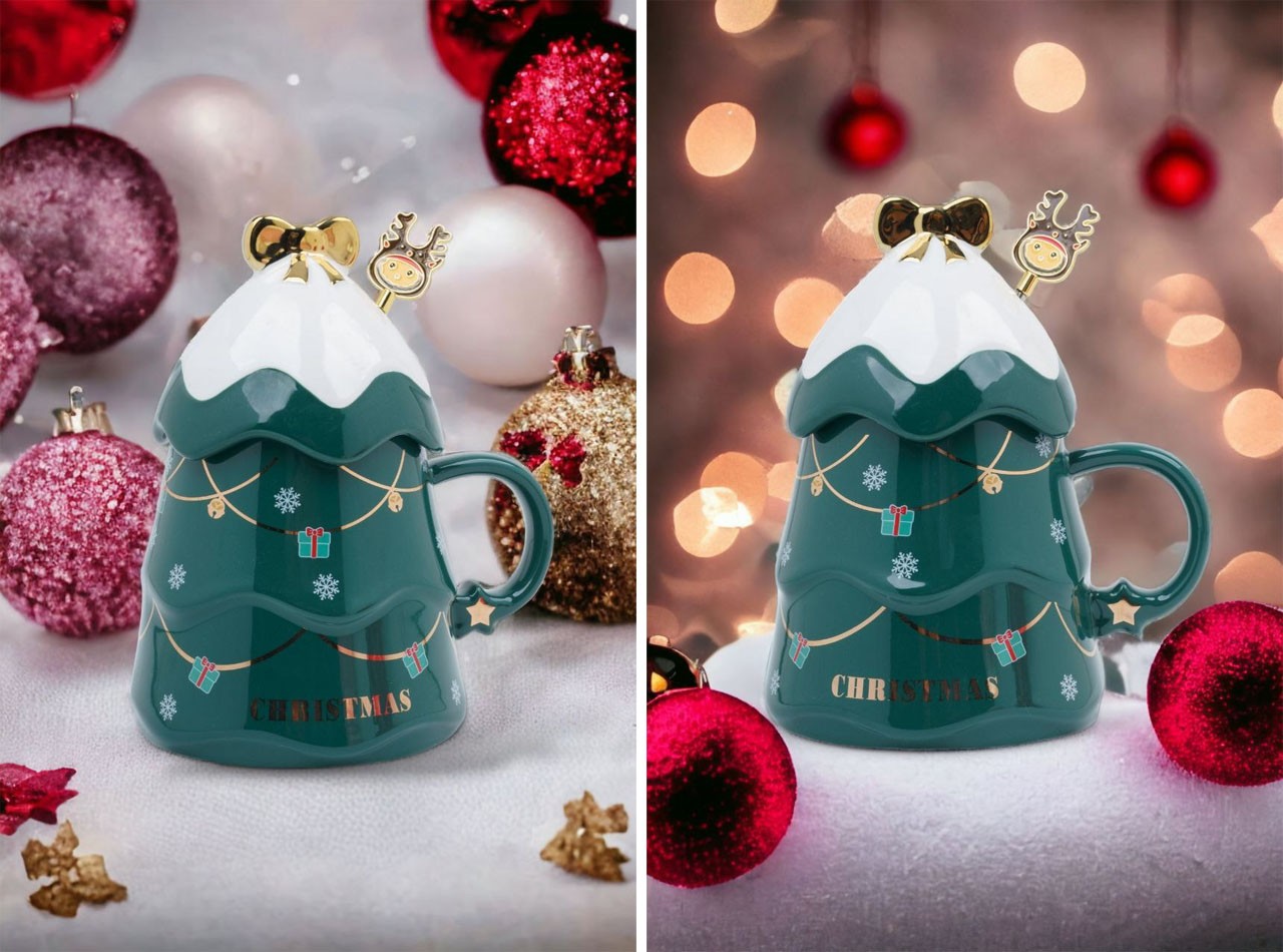 VICENZA CHRISTMAS TREE MUG Y132 GREEN